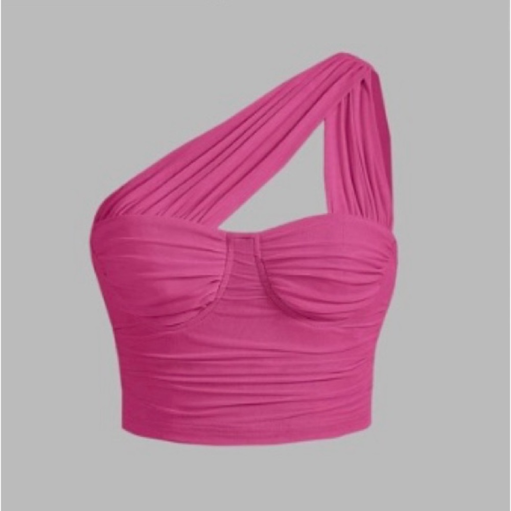 SHEIN Pink One-Shoulder Crop Top